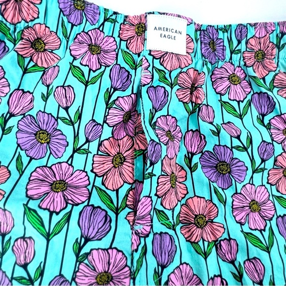 American Eagle Outfitters Floral Print Shorts - Pink and Purple on Green - Picture 5 of 7